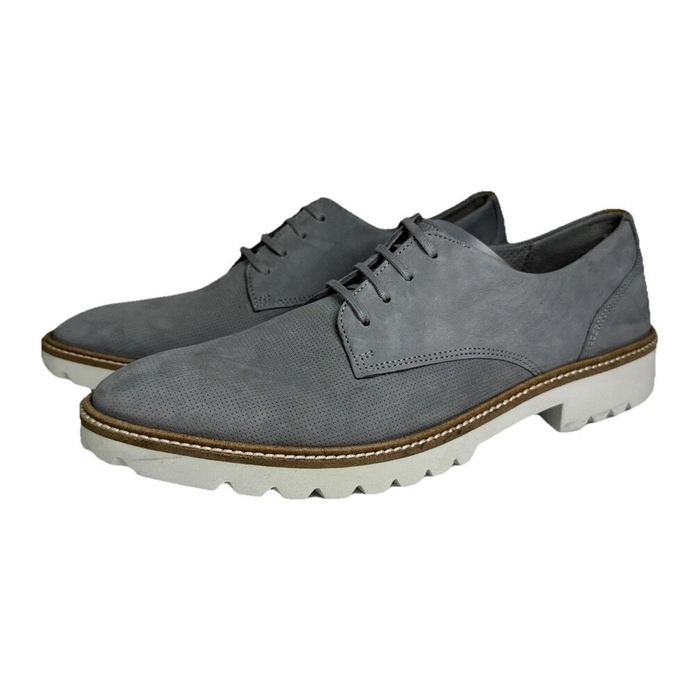 Ecco Modern Tailored Oxford Shoes Women 8.5 Gray Leather Platform Lug Sole
